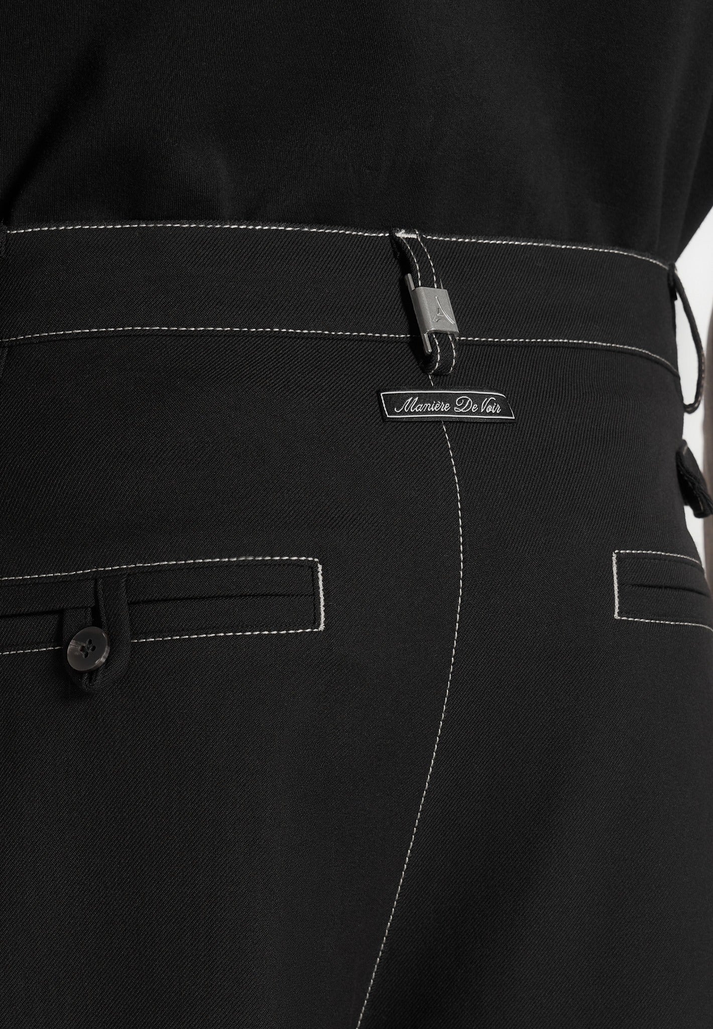marceau-contrast-stitch-barrel-leg-trousers-black