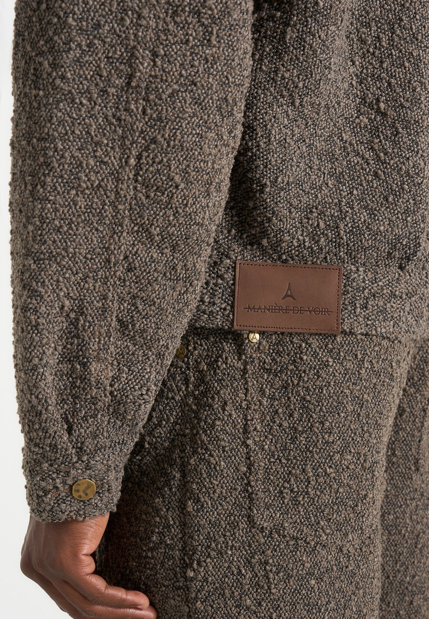 Damien - Boucle Jacket With Back Pleat - Brown