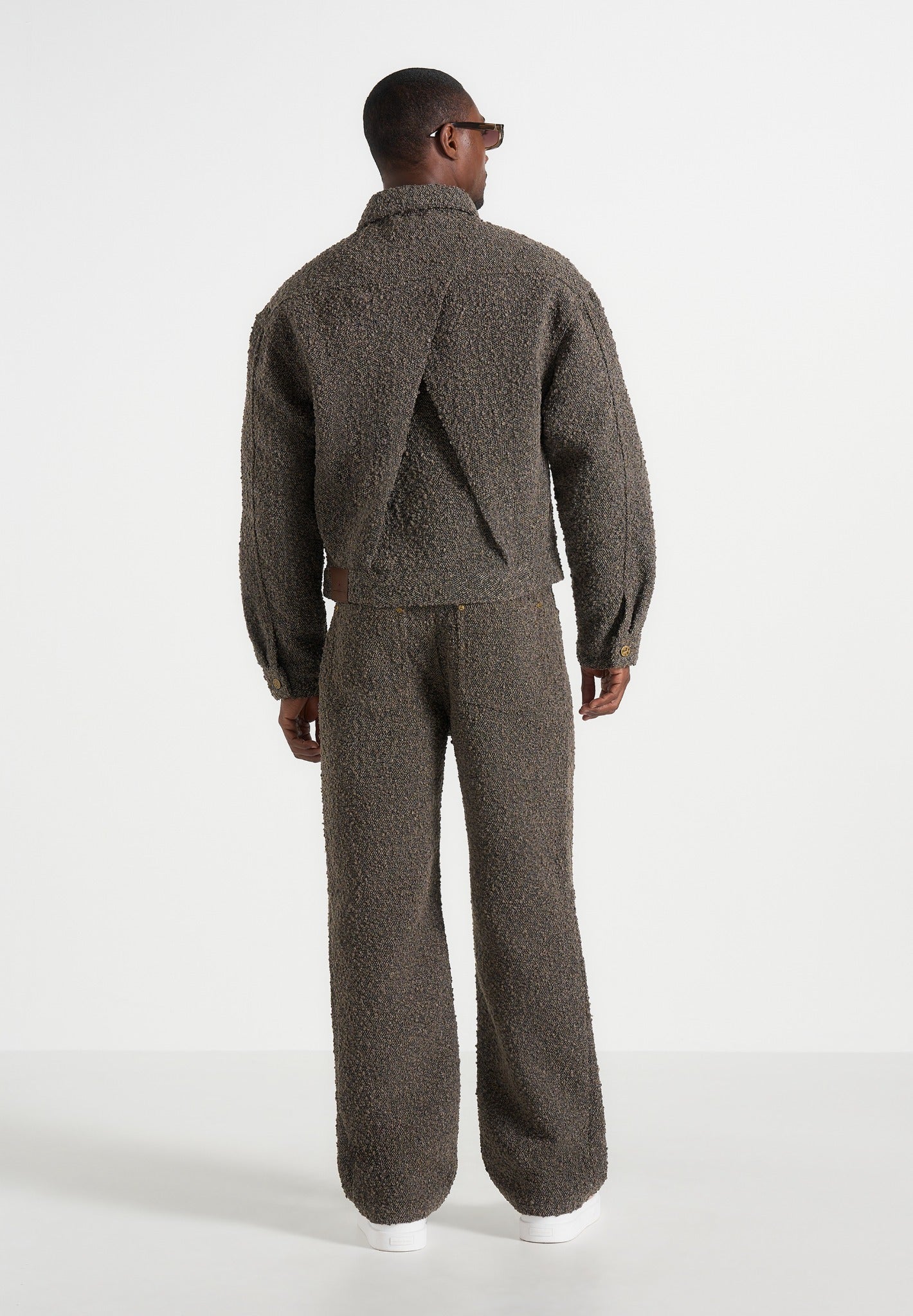 Damien - Boucle Jacket With Back Pleat - Brown