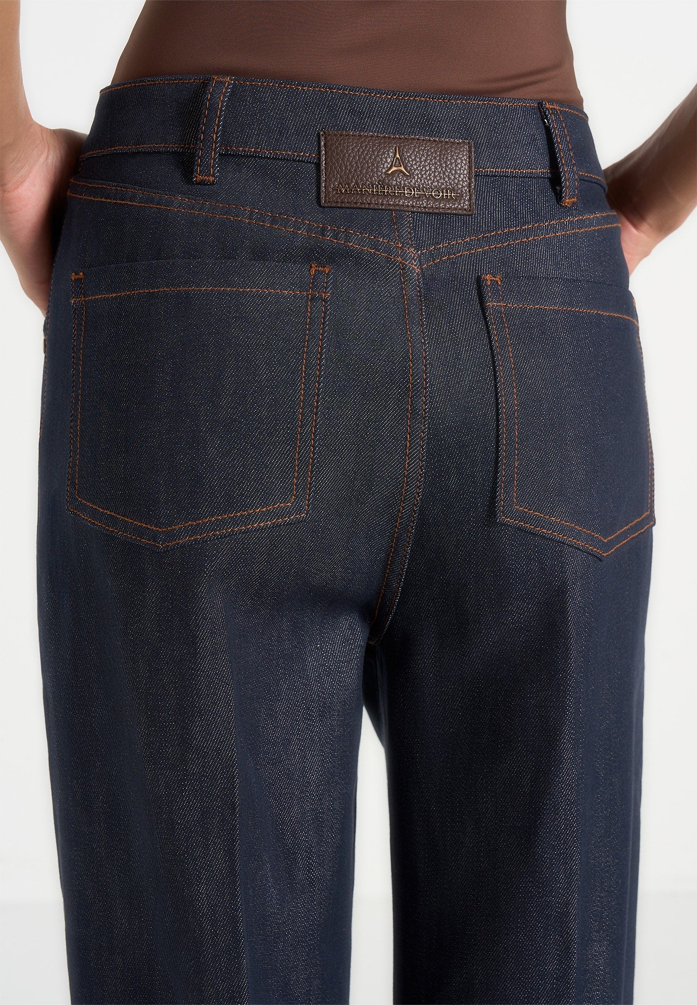 Astrid - Wrapover Denim Wide Leg Jeans - Indigo