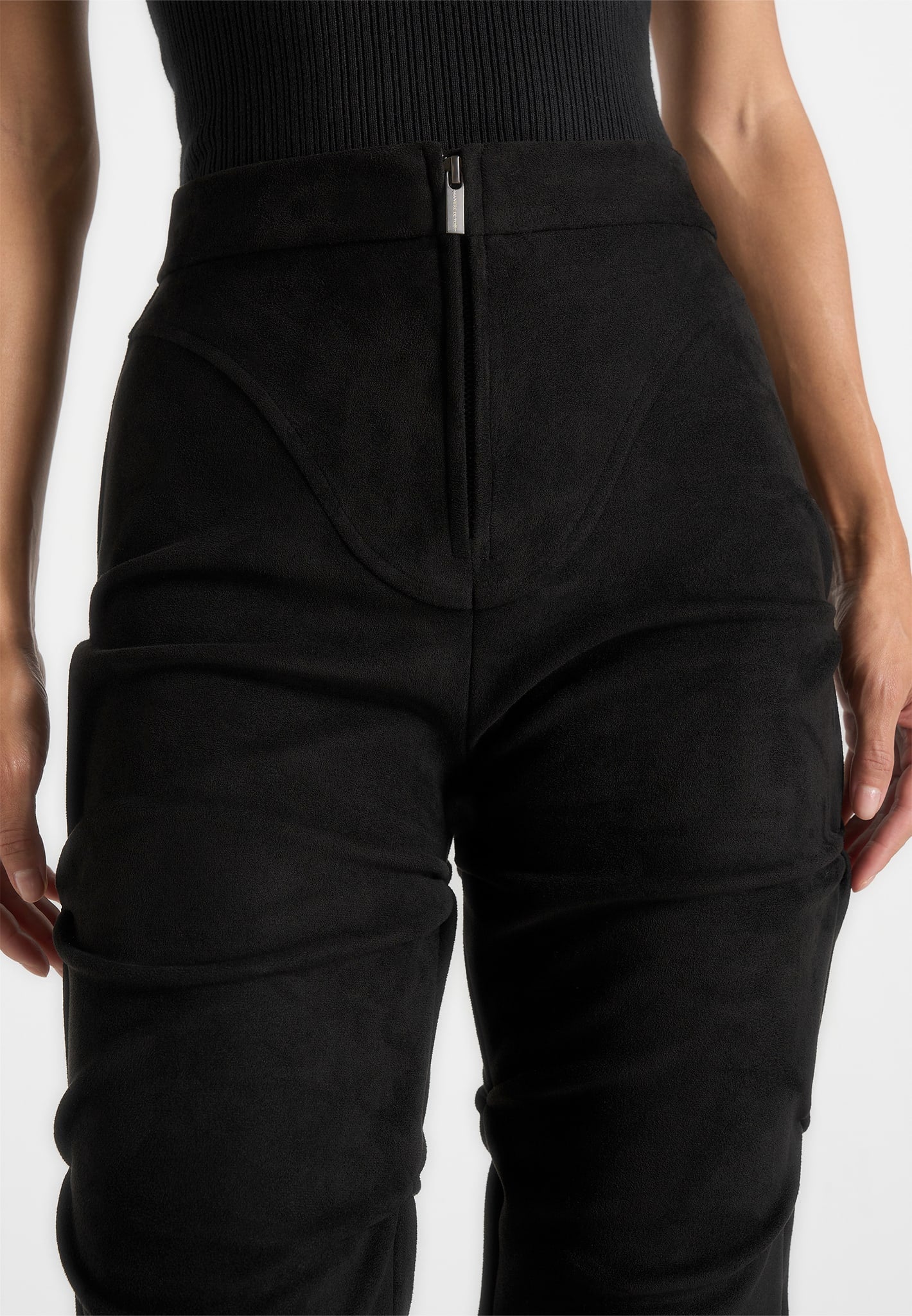 caroline-tacked-suede-fit-and-flare-trousers-black