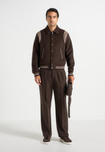 Nico - Contrast Wool Varsity Jacket - Brown
