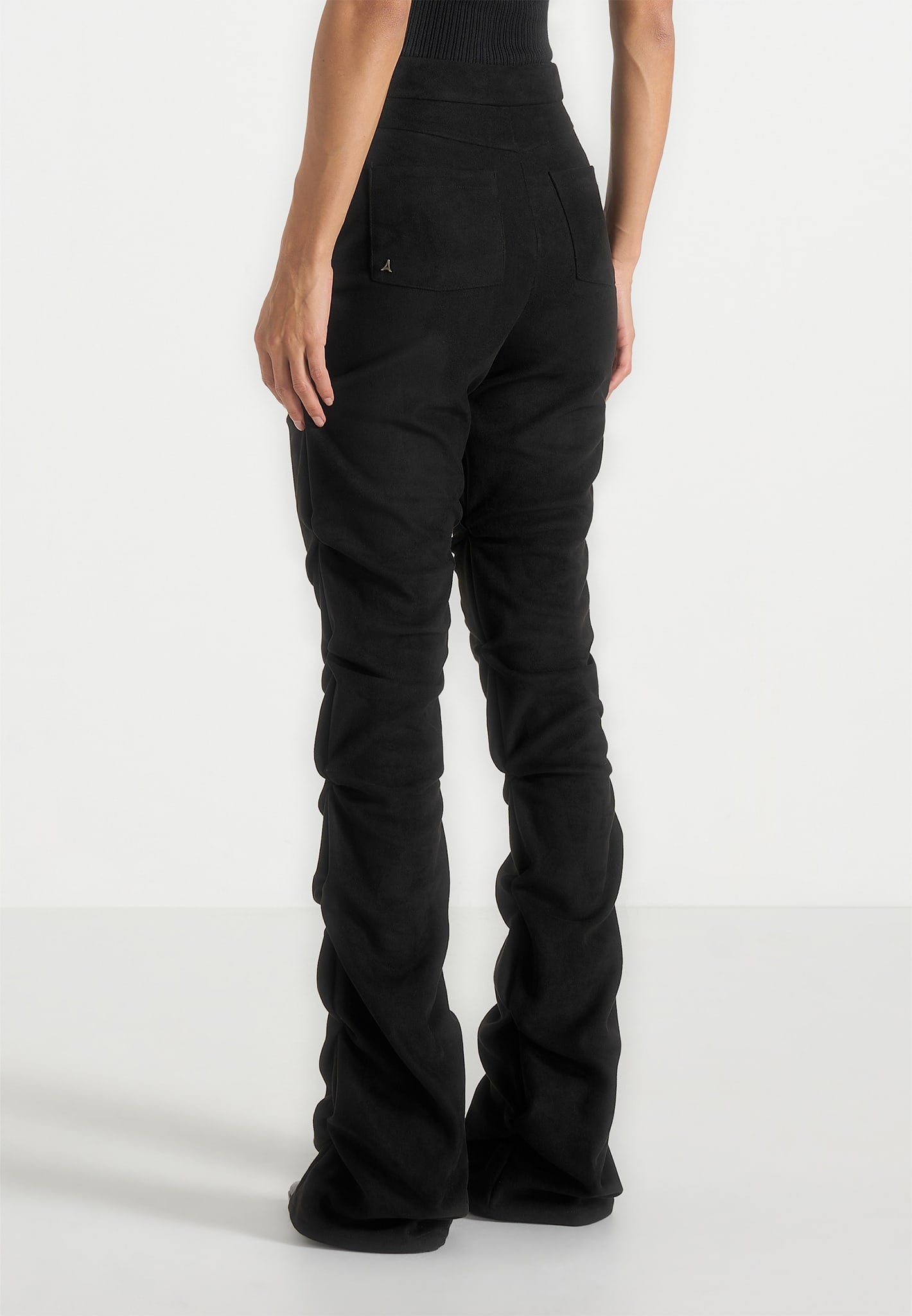 caroline-tacked-suede-fit-and-flare-trousers-black