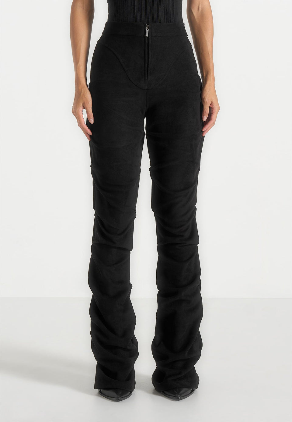 caroline-tacked-suede-fit-and-flare-trousers-black