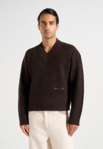 Remi - V-Neck Signature Knit Jumper - Brown