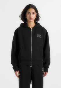 Ray - Unisex Neoprene Cropped Zip Hoodie - Black