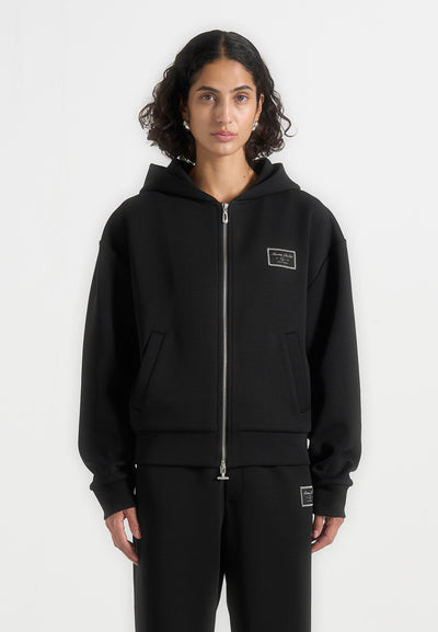 ray-unisex-neoprene-cropped-zip-hoodie-black