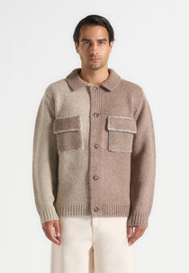 Jean - Mohair-Blend Colour Block Cardigan - Beige/Taupe