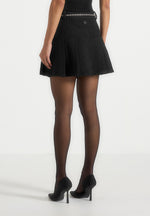 Edith - Tweed Pleated Skort With Chain - Black