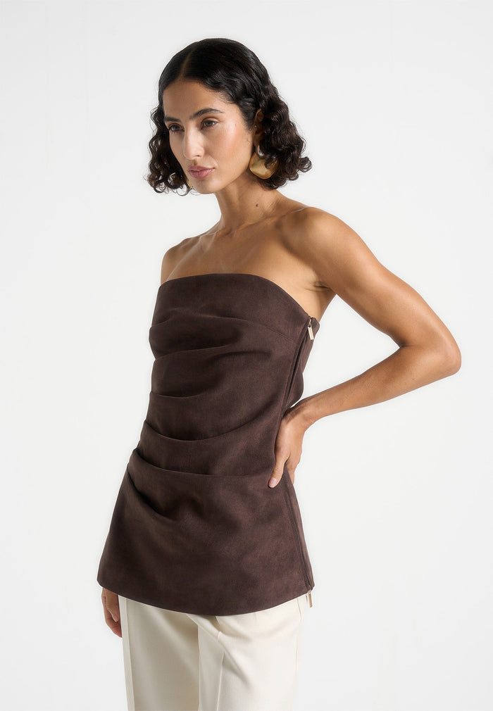 laurena-suede-tacked-longline-bandeau-top-brown