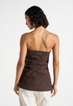 laurena-suede-tacked-longline-bandeau-top-brown