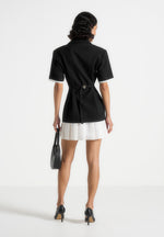 baya-tailored-cinch-waist-pleated-blazer-dress-black