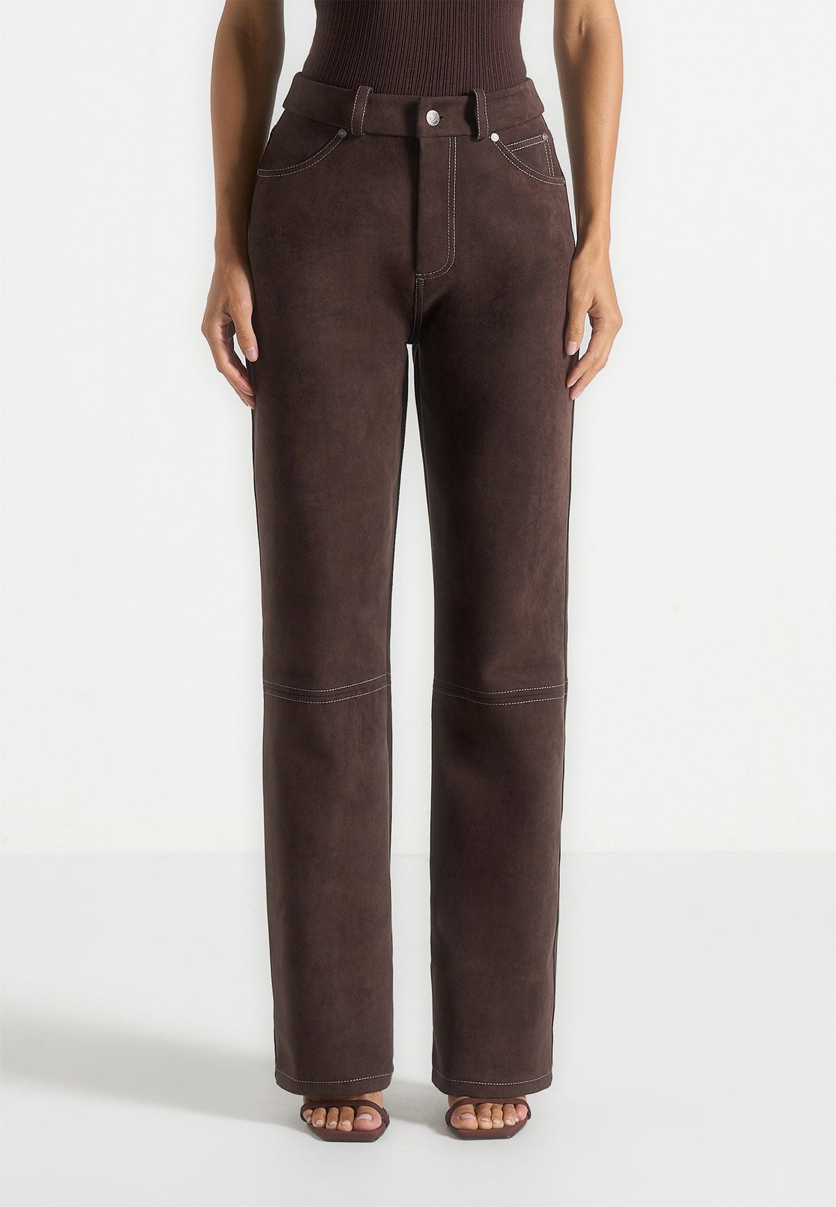 Kalie - Suede Pants - Brown