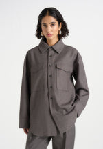 Joy - Tailored Oversized Shirt - Grey Marl