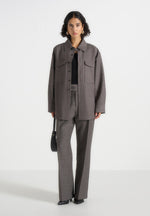 Joy - Tailored Oversized Shirt - Grey Marl