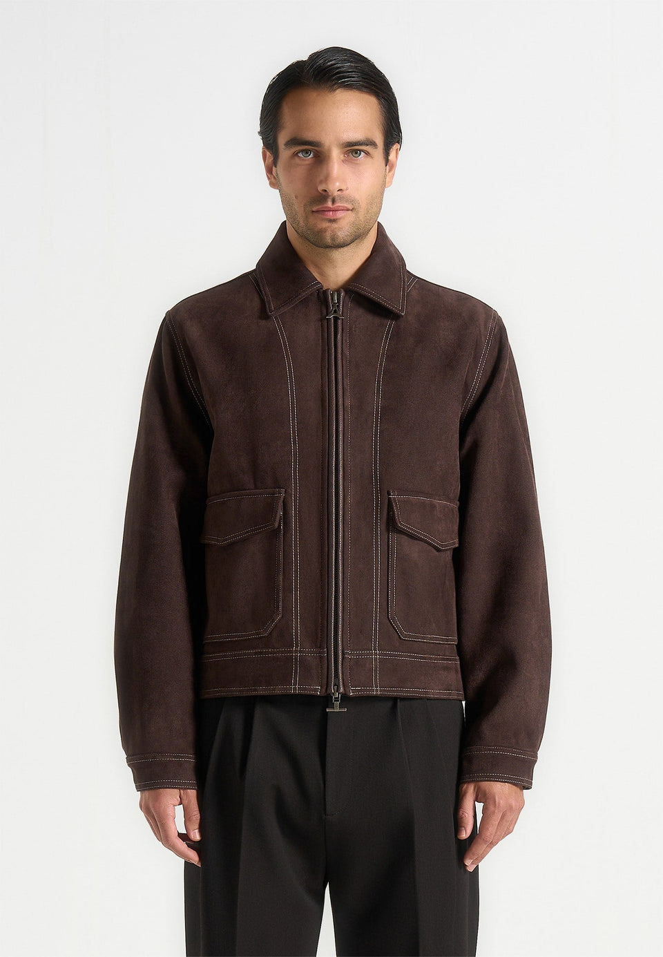 vince-suede-contrast-stitch-jacket-brown