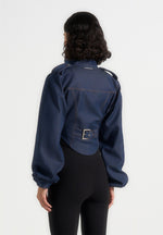 Solange - Denim Tacked Sleeve Corset Jacket - Indigo