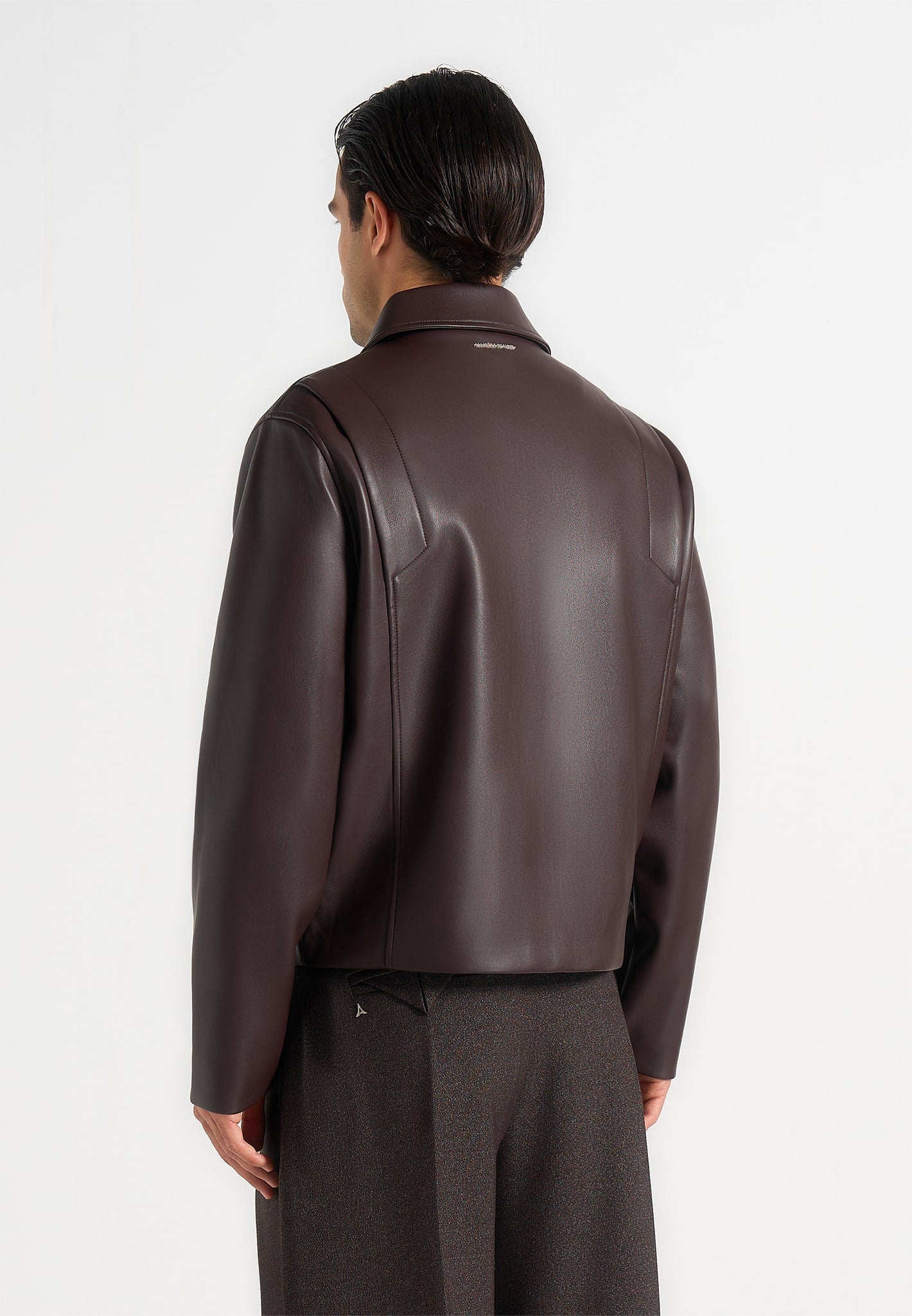 Yves - Minimal Leather Jacket - Brown