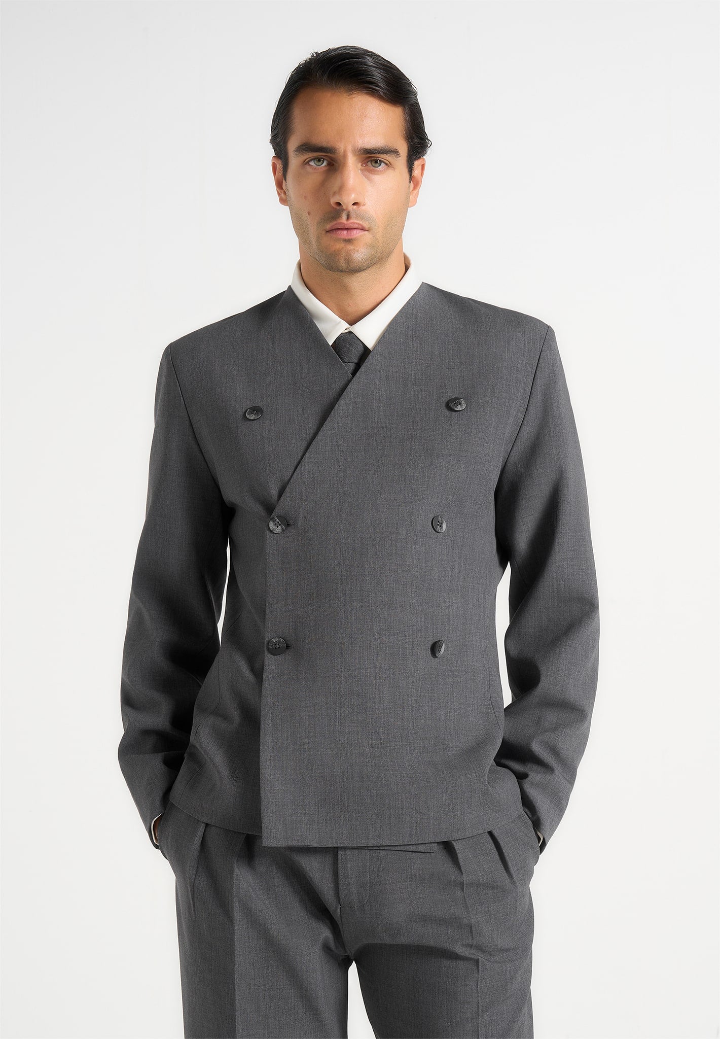 Timeo - Tailored Kimono Blazer - Grey 