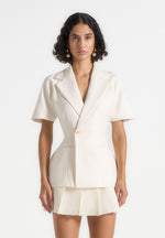 malika-double-breasted-short-sleeve-blazer-cream