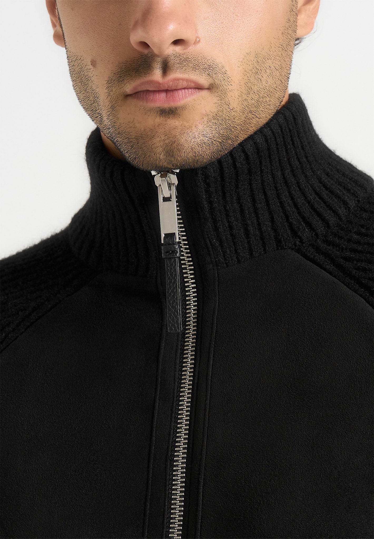rami-suede-knit-jacket-black