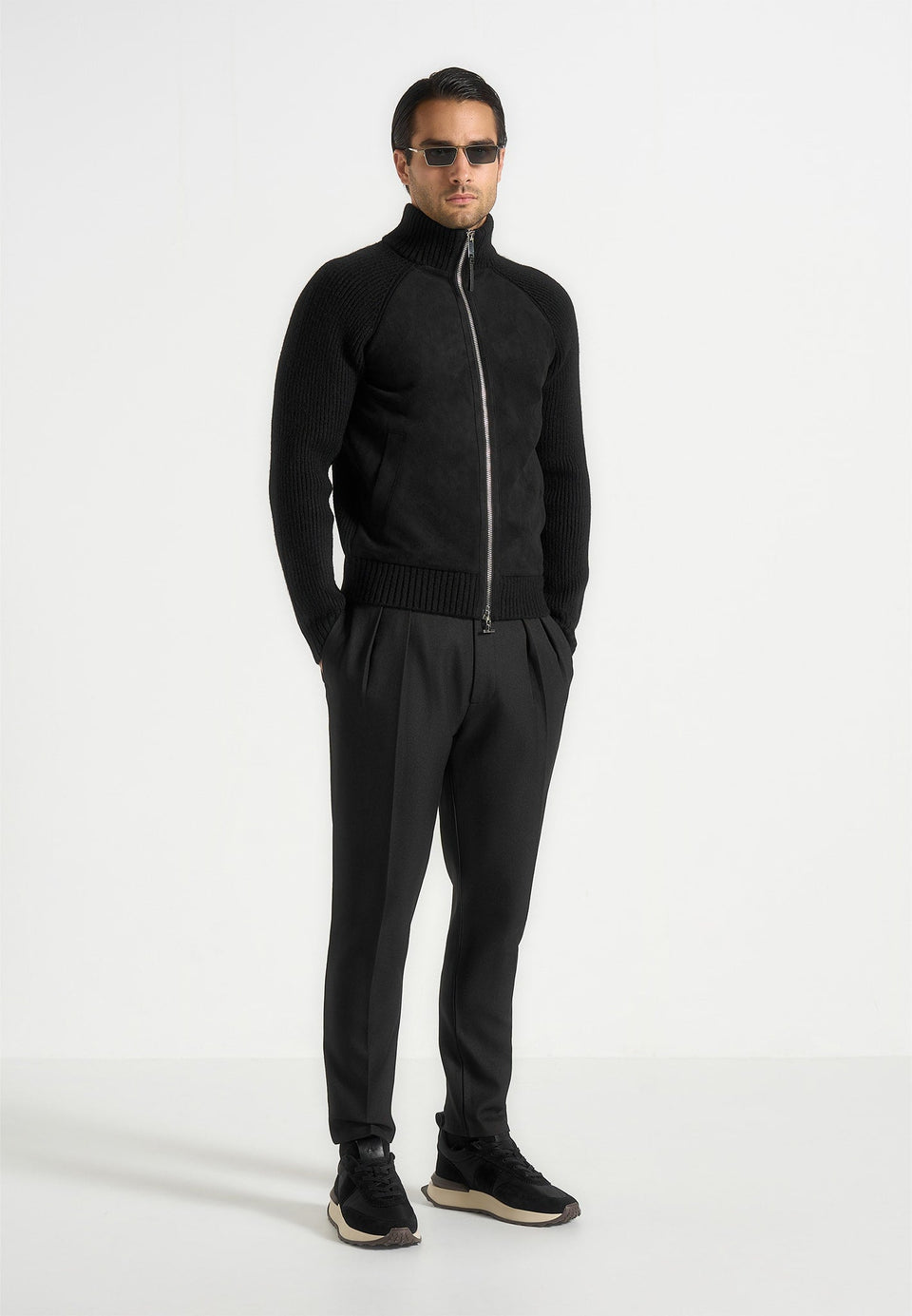 rami-suede-knit-jacket-black