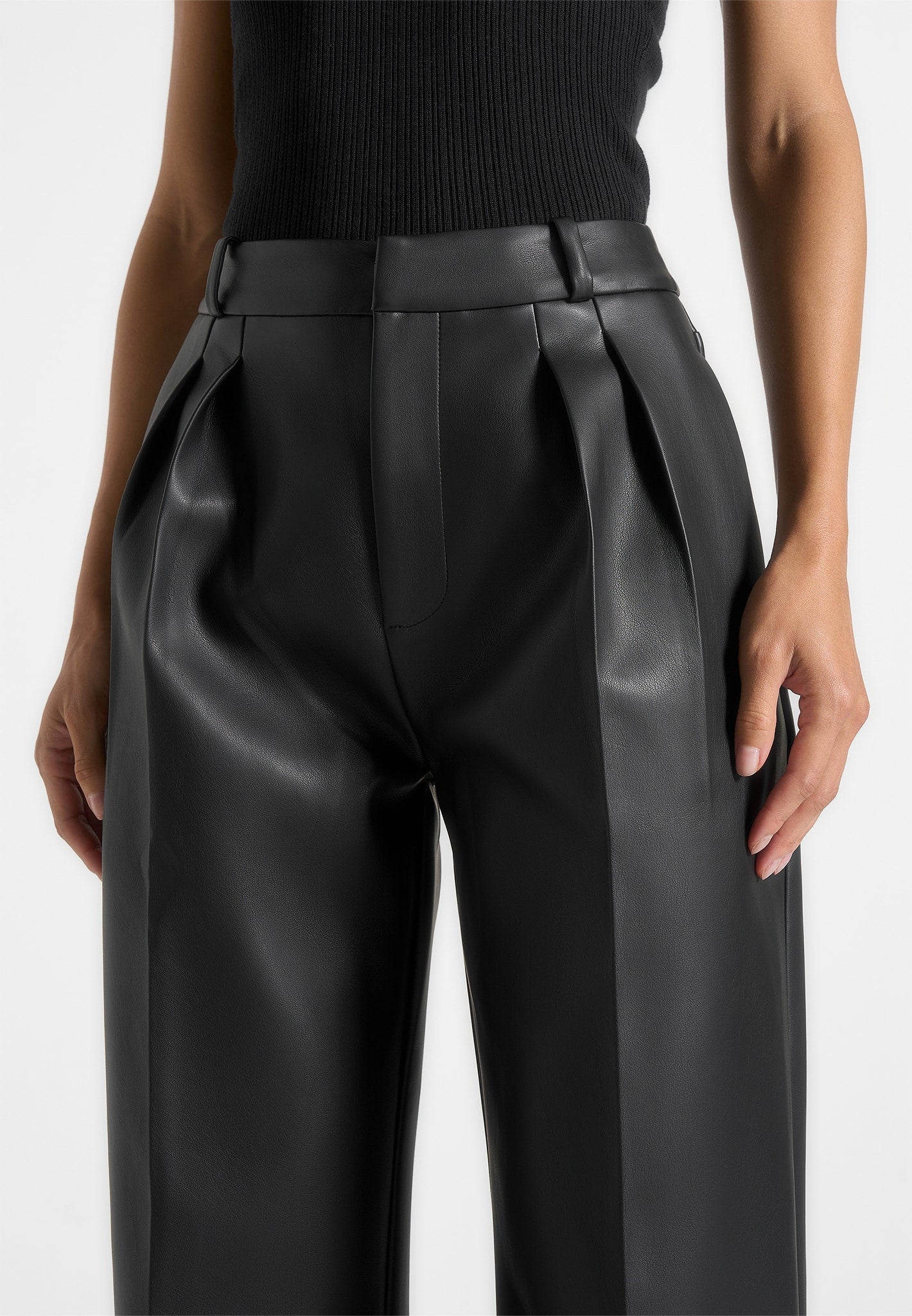 julie-leather-twin-pleat-trousers-black