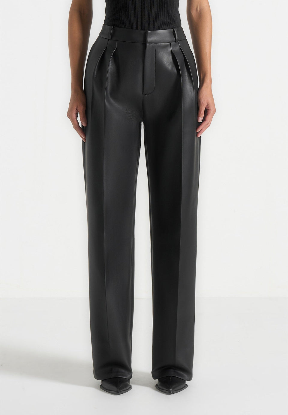 julie-leather-twin-pleat-trousers-black