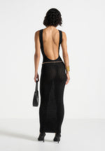 myriam-pointelle-plunge-midaxi-dress-with-chain-black