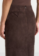 Celie - Suede Maxi Skirt - Brown