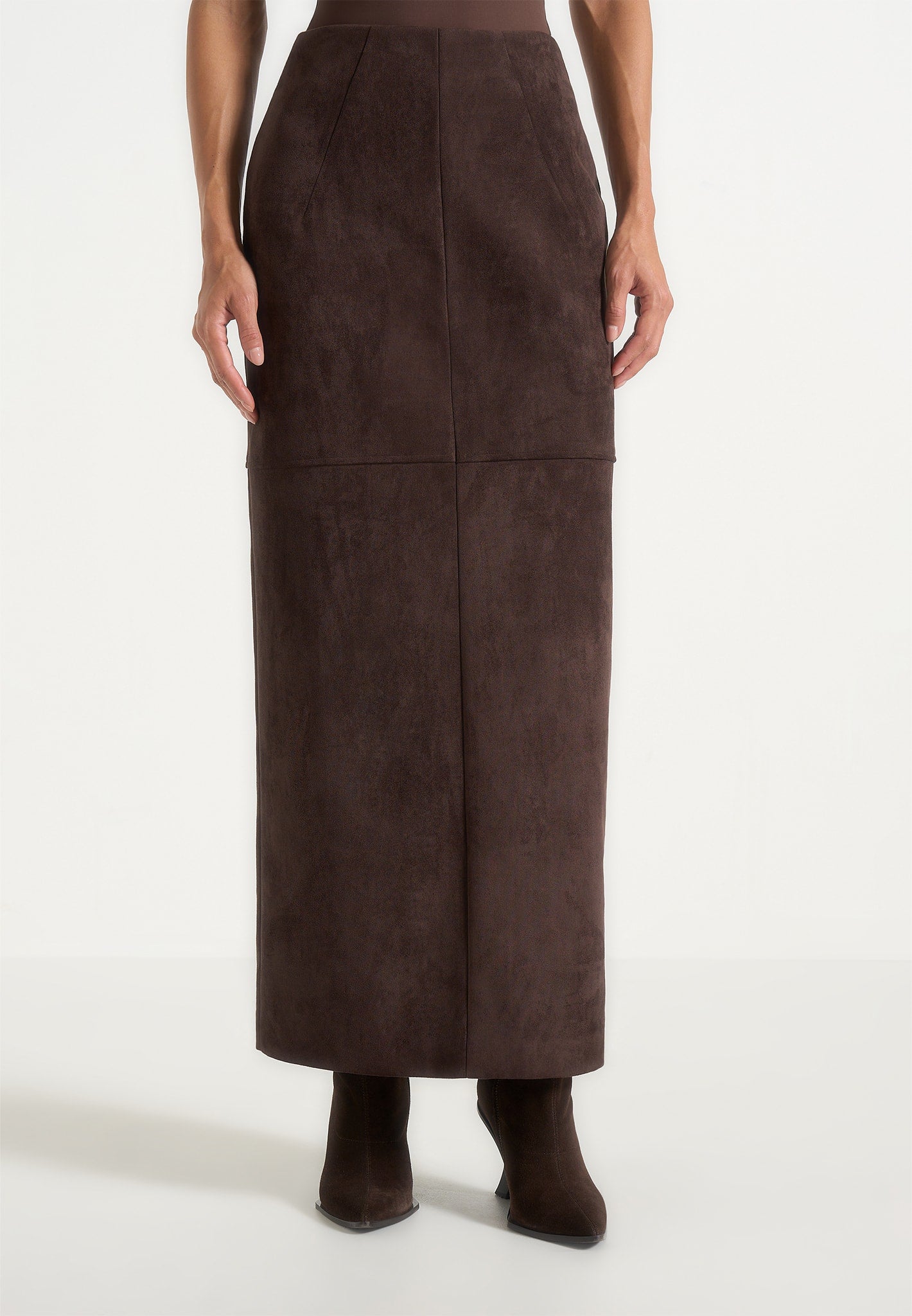 Celie - Suede Maxi Skirt - Brown