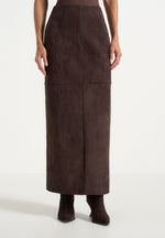 Celie - Suede Maxi Skirt - Brown