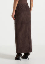 Celie - Suede Maxi Skirt - Brown