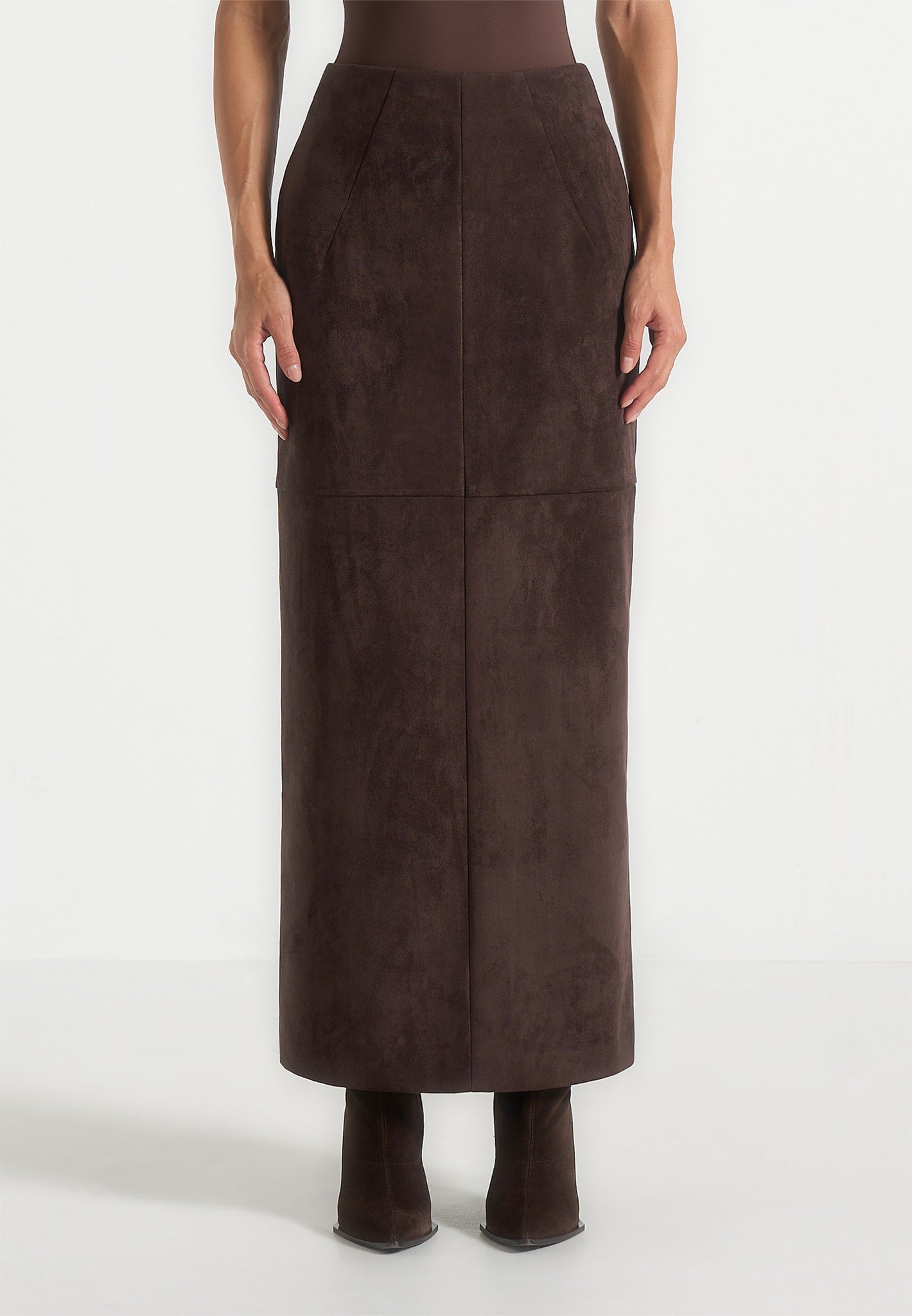 Celie - Suede Maxi Skirt - Brown 