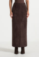 Celie - Suede Maxi Skirt - Brown