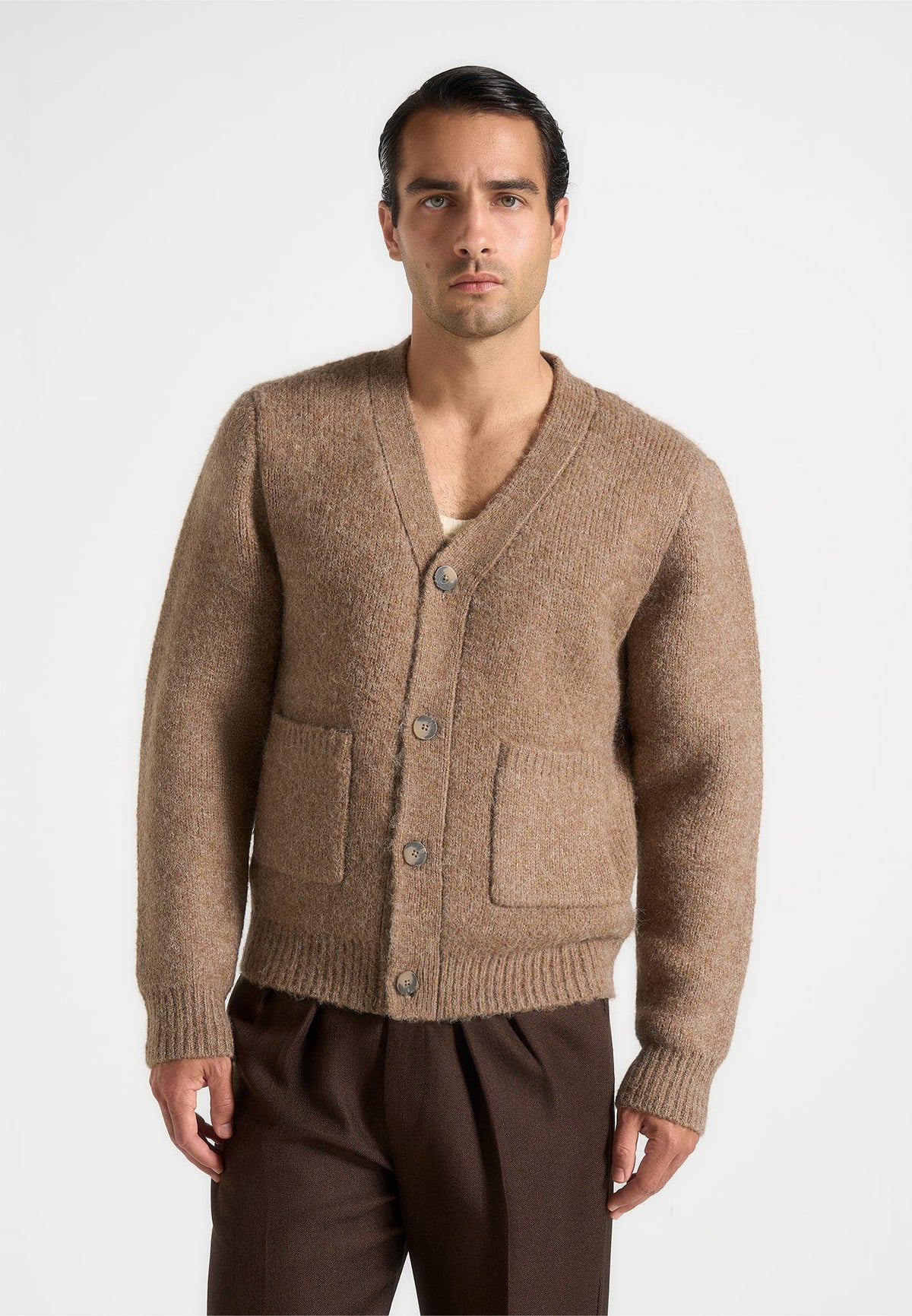 KW002 - Wool Knit Cardigan - Taupe