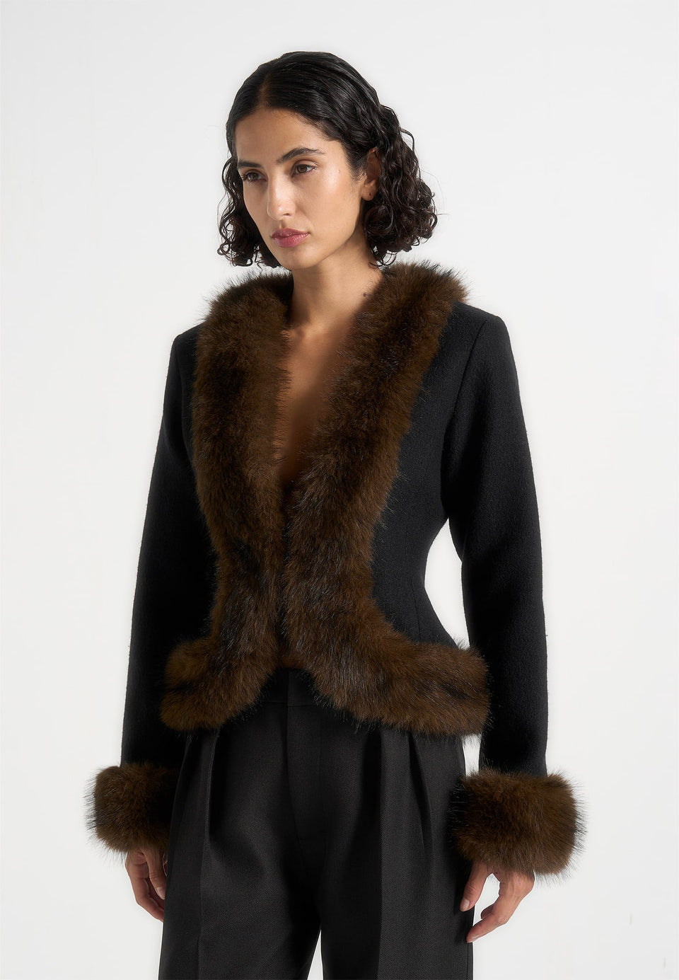 lina-sculpted-wool-and-fur-trim-jacket-black