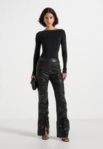 vegan-leather-ruched-trousers-black