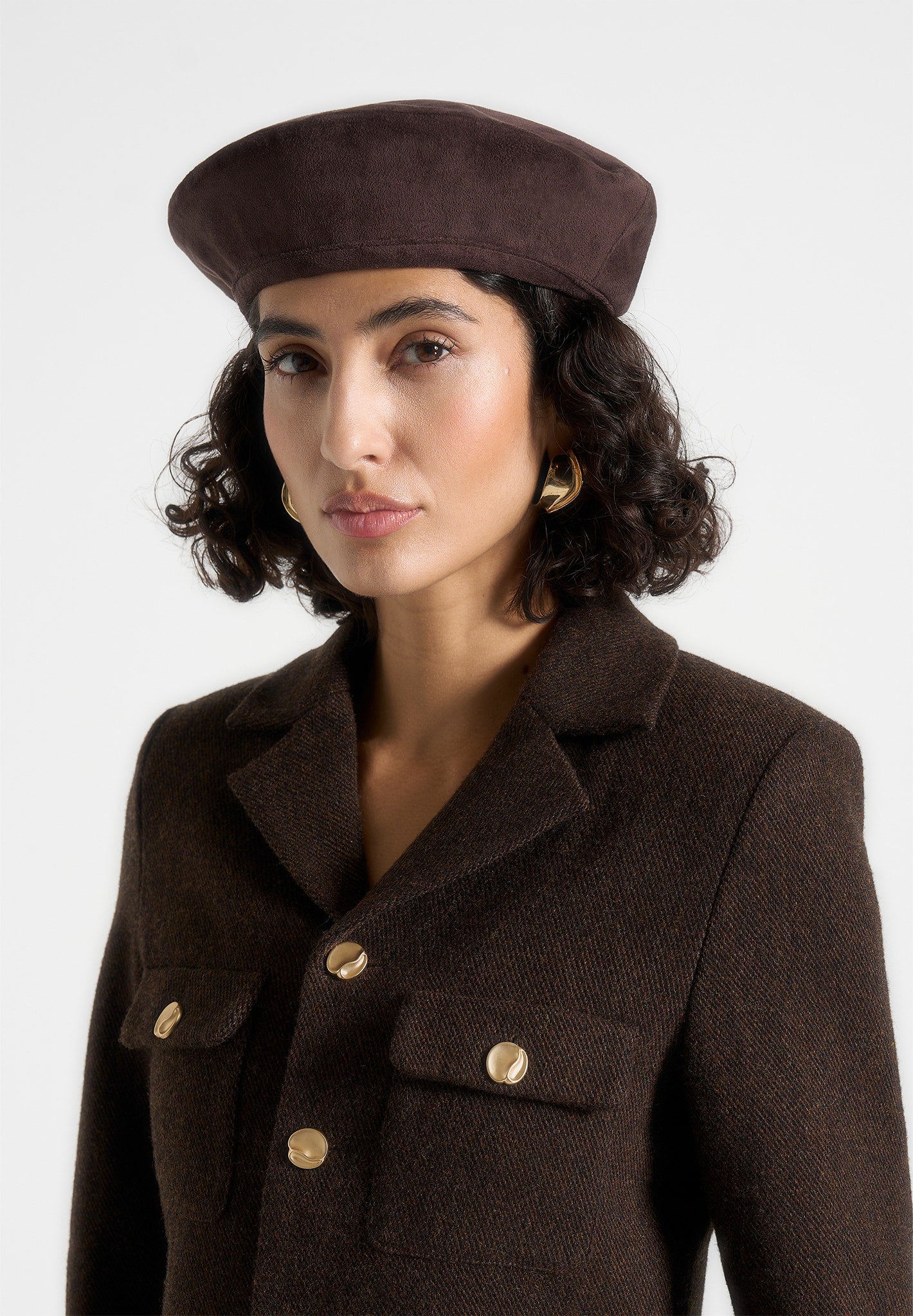 Anya - Suede Beret - Brown 