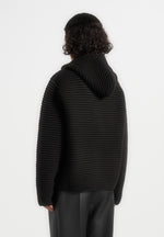 Eden - Unisex Ribbed Knit Zip Up Hoodie - Black