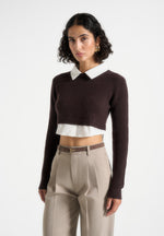 flavie-knitted-jumper-with-shirt-detail-brown