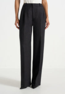 Julie - Tailored Twin Pleat Trousers - Black Speckle