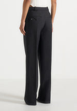 Julie - Tailored Twin Pleat Trousers - Black Speckle