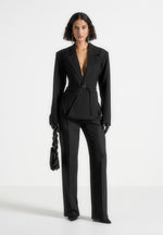 yuna-plunge-tailored-blazer-with-belt-black