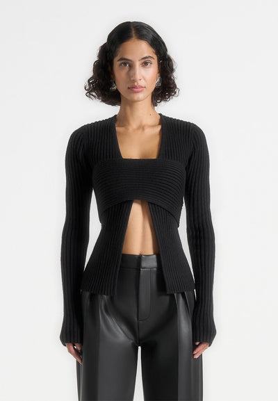 marisa-2-in-1-knit-bandeau-cardigan-black