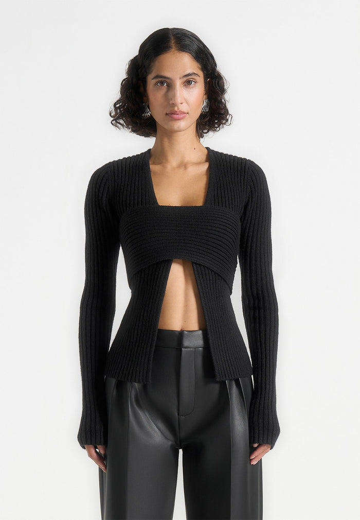 marisa-2-in-1-knit-bandeau-cardigan-black