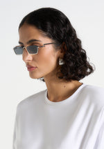 Kai - Rectangular Frameless Sunglasses - Silver