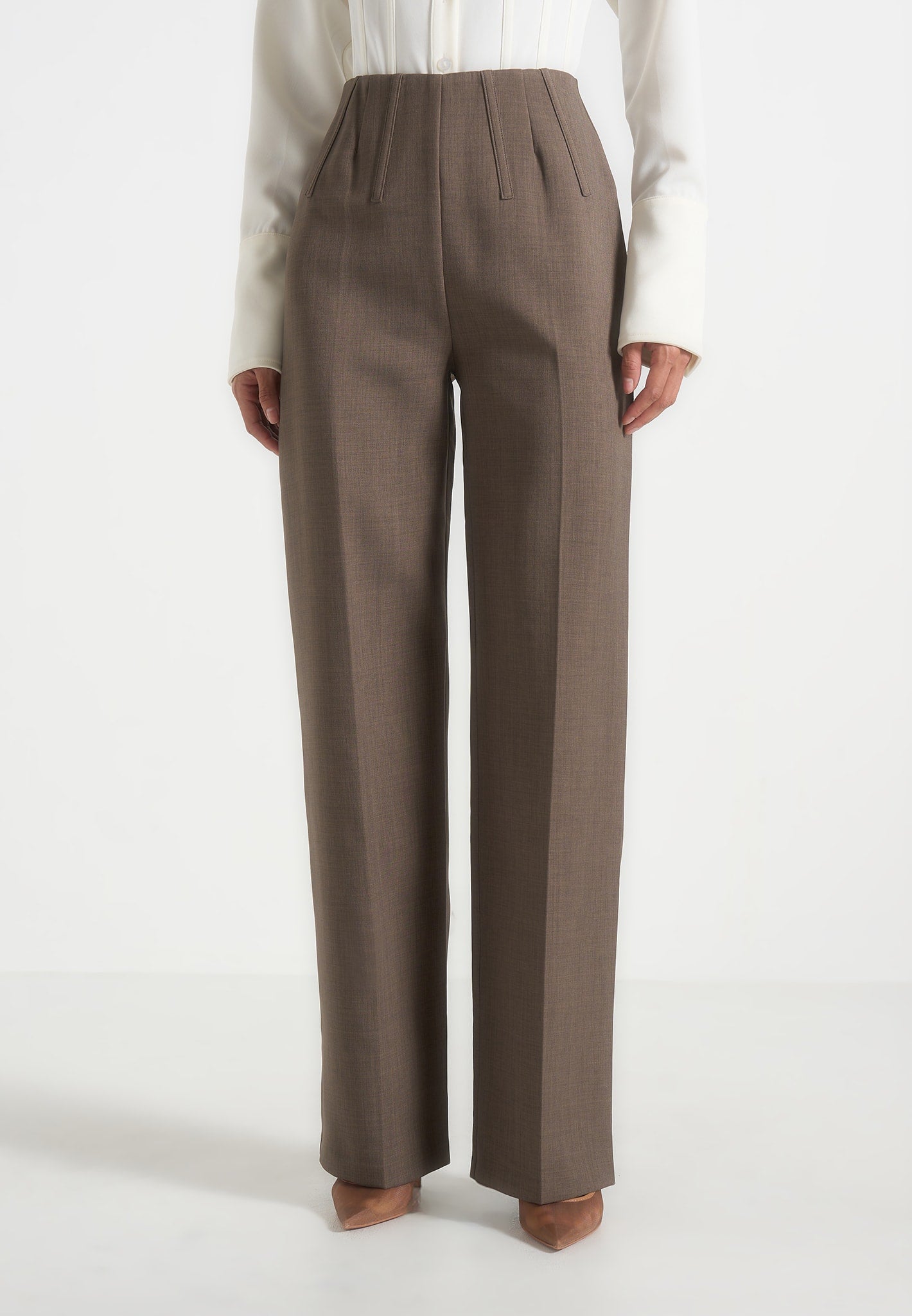 Rafaela - Corset Waist Tailored Trousers - Beige 