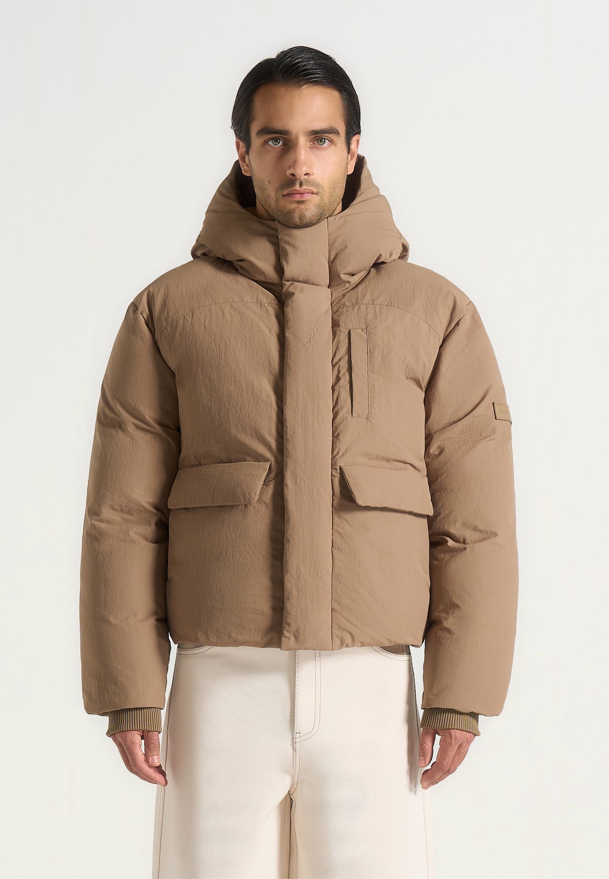 Casey - Unisex Minimal Raglan Puffer Jacket - Taupe