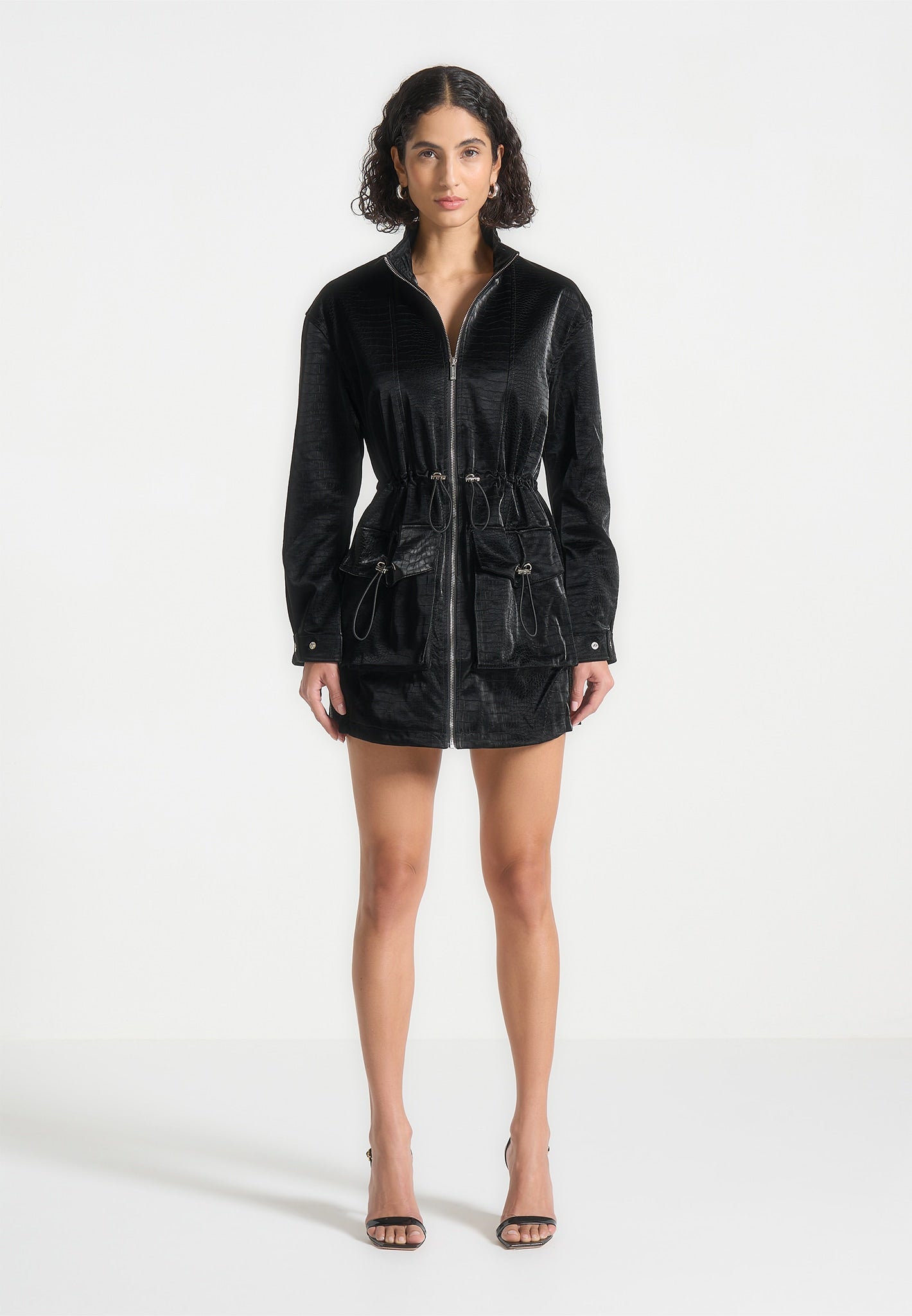 croc-effect-cargo-jacket-dress-black